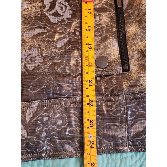 Chico's Size 2(12)Long Sleeve fully Lined Zip Up Blazer Bronze Silvery  Metalic‎ - Picture 9 of 9